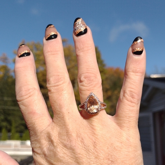 14kt rose gold morganite and diamond ring size 6.25